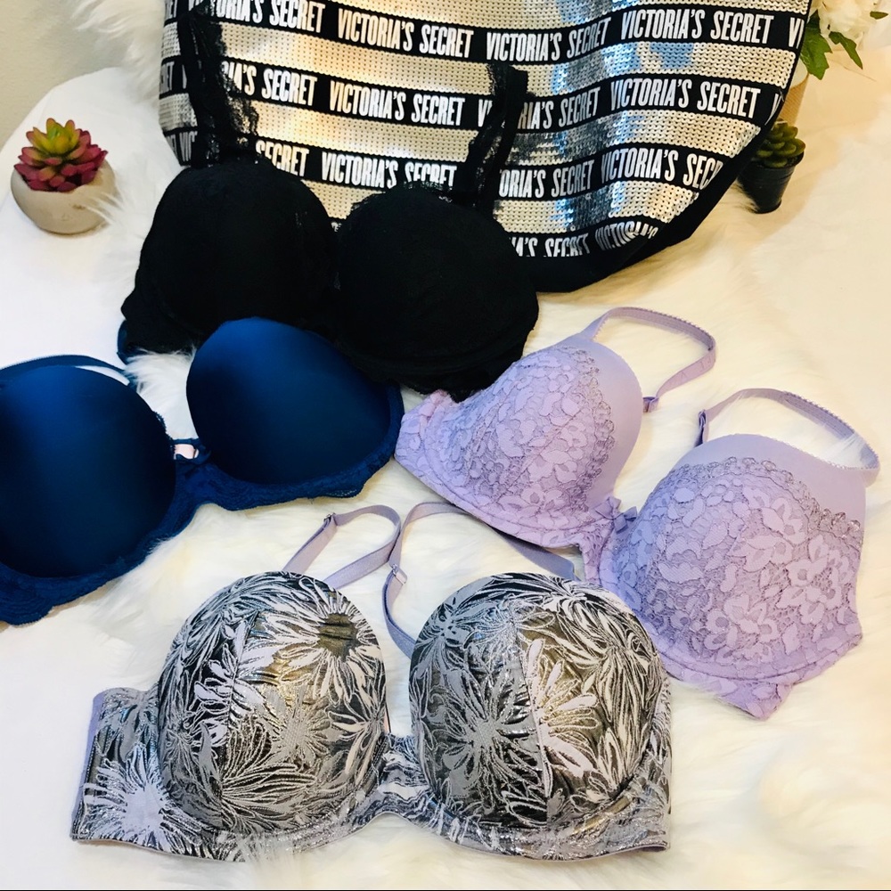 Victoria Secret Bras With Black VS Sequin Bag